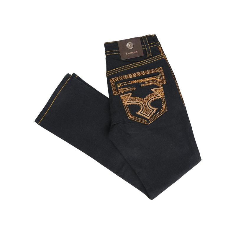 Centenario Men's Rinse Blue Denim with Gold Embroidered Details 45313