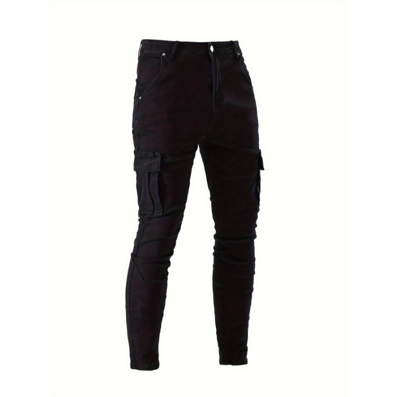 Mens Fashionable Skinny Jeans - Comfortable Medium Stretch Denim with Chic Flap Pockets - Modern Street Style Pants