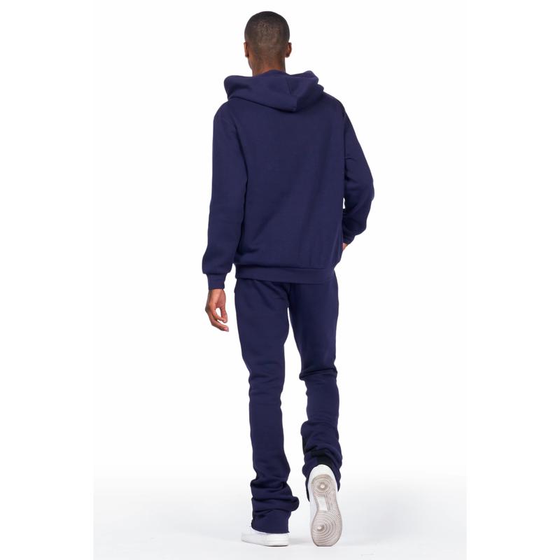 Sky Navy Graphic Hoodie Super Stacked Pant Set