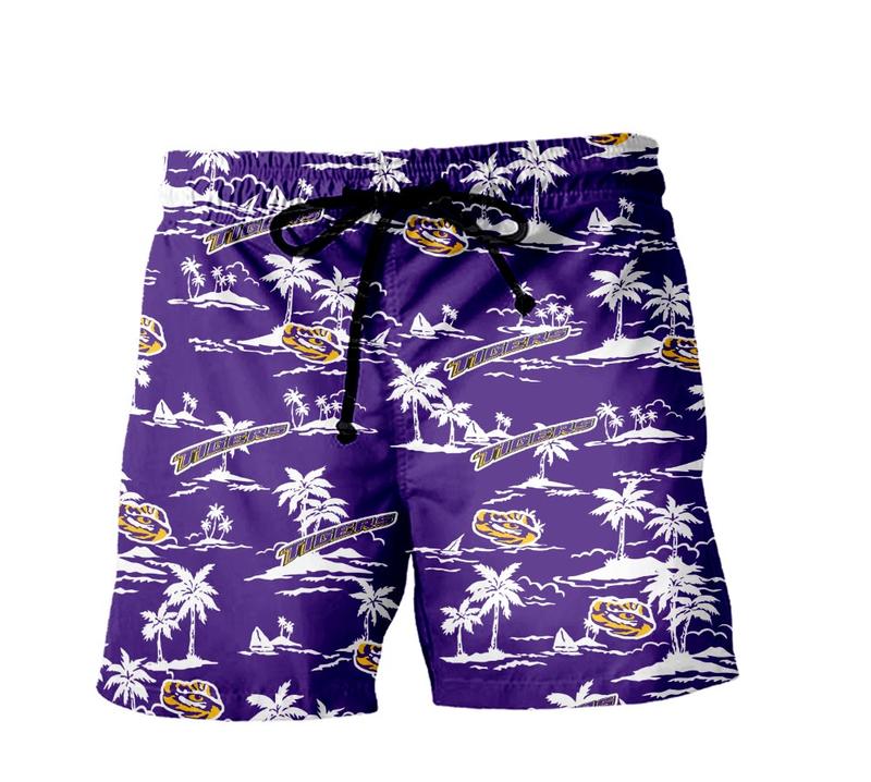 LSU Tigers Hawaiian Clothing Tropical Pattern Coconut Tree