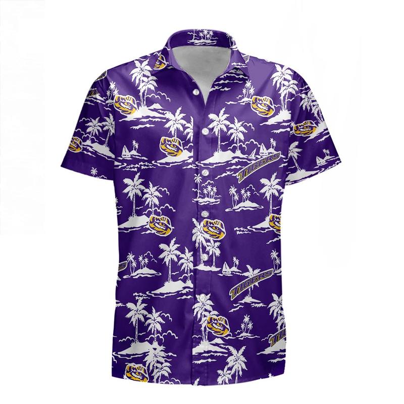 LSU Tigers Hawaiian Clothing Tropical Pattern Coconut Tree