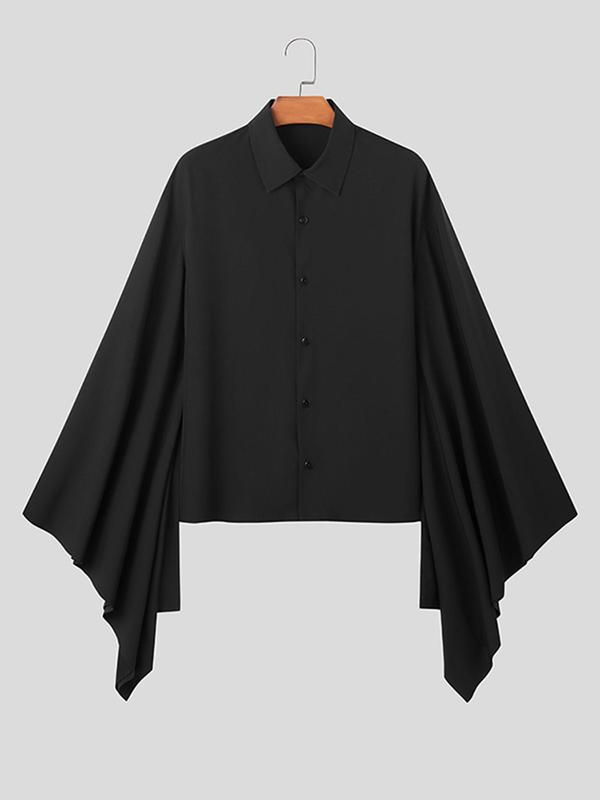 Men's Solid Button Front Shirt, Casual Loose Long Sleeve Collar Top for Summer, Men's Clothes for Daily Wear