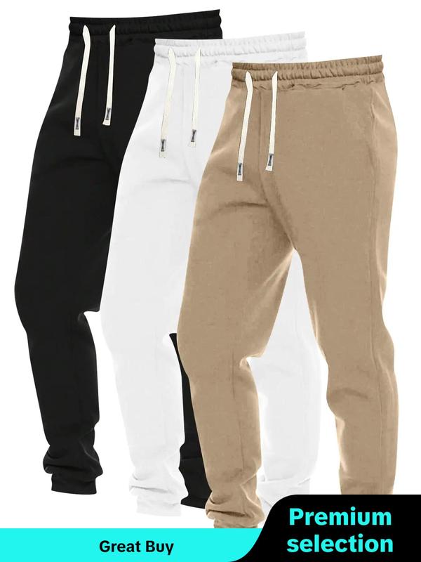 Men's Solid Drawstring Waist Jogger Pants, Casual Regular Fit Pocket Sweatpants for Summer, Men's Bottoms for Daily Wear