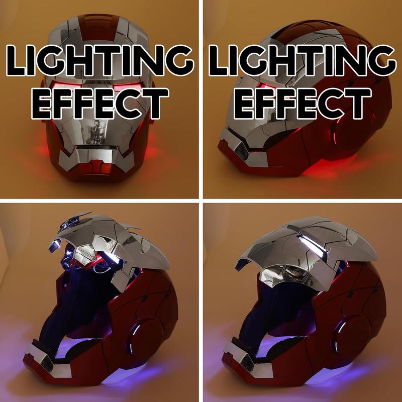 Iron Hero MK 5 1:1 Wearable Helmet - Voice, Touch, and Remote Control with LED Eyes, Realistic Sound Effects, Perfect for Cosplay, Display, and Collectible Figures for Man and Teen，Silver