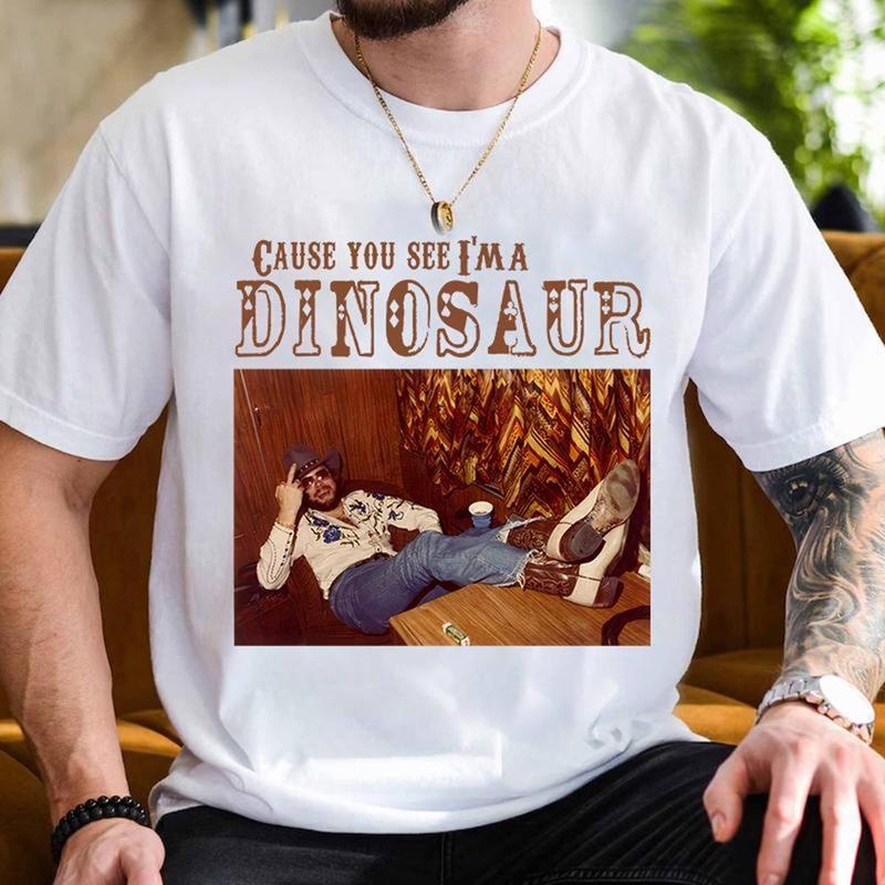 Cause You See I'm A Dinosaur Shirt, Hankkk Williamssss Jr Dinosaur Western Retro Boho Tshirt