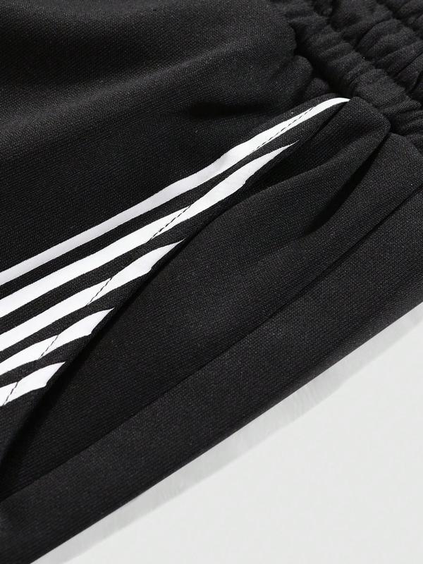  Letter & Side Stripe Drawstring Waist Sweatpants, Casual Pocket Jogger Pants for Men, Men's Trousers for Fall & Winter