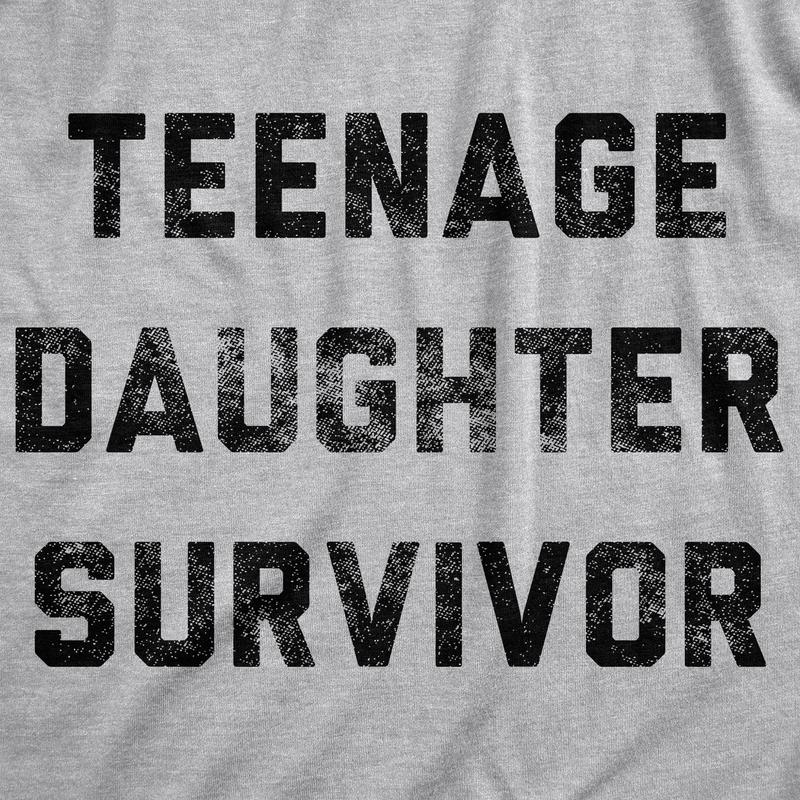 Mens Teenage Daughter Survivor T shirt Funny Fathers Day Tee for Dad Mens Funny T Shirts Cool Slimming Tees with Plus Sizes Dad Joke T Shirt for Men Funny Sarcastic T Shirt Novelty Tees for Men Light Grey