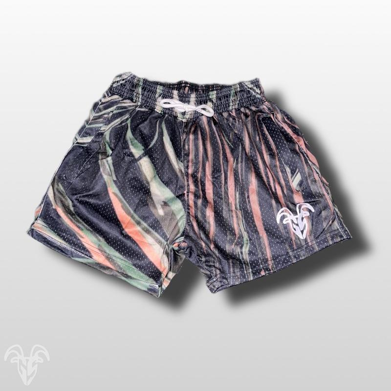 Men's Goat Strength Mesh Shorts   Men's Shorts 5 inch inseam Design Elastic Menswear Zippers Athletic - Tiger Camo Stretch Stylish Striped Tropical Fabric hoochie daddy shorts