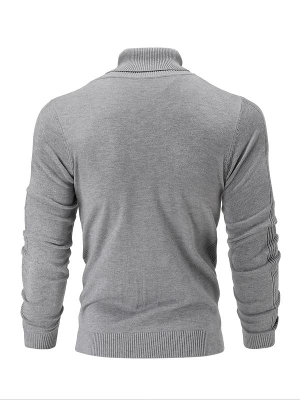 Men's Solid Turtle Neck Sweater Pullover, Casual Long Sleeve Jumper for Fall & Winter, Men's Knitwear for Daily Wear