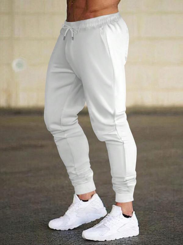 Men's Solid Color Drawstring Waist Sweatpants, Casual Regular Fit Pocket Jogger Pants for Fall & Winter, Men's Trousers for Daily Wear