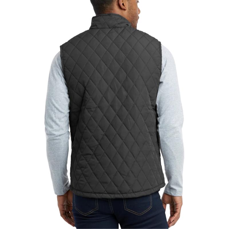 Men’s Solid Diamond Quilted Puffer Vest Full Zip Up With Zippered Pockets  Stand Collar Lightweight Causal Sleeveless Jacket Warmth Fall & Winter