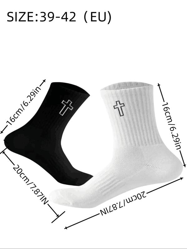 Men's Cross Print Crew Socks, Casual Comfy Breathable Mid-calf Socks for Daily Wear,  Leg Warmers, Men's Socks for All Seasons