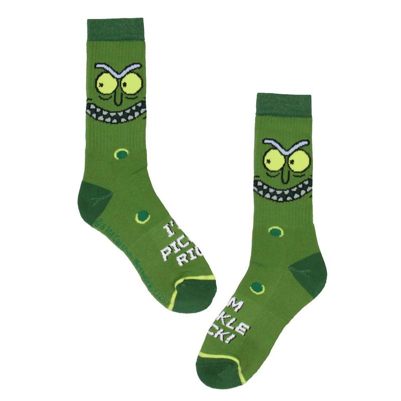 Rick And Morty Crew Socks 3 Pack, Pickle Rick Socks, Rick And Morty Performance Cushioned Athletic Crew Socks For Men Women 3 Pairs