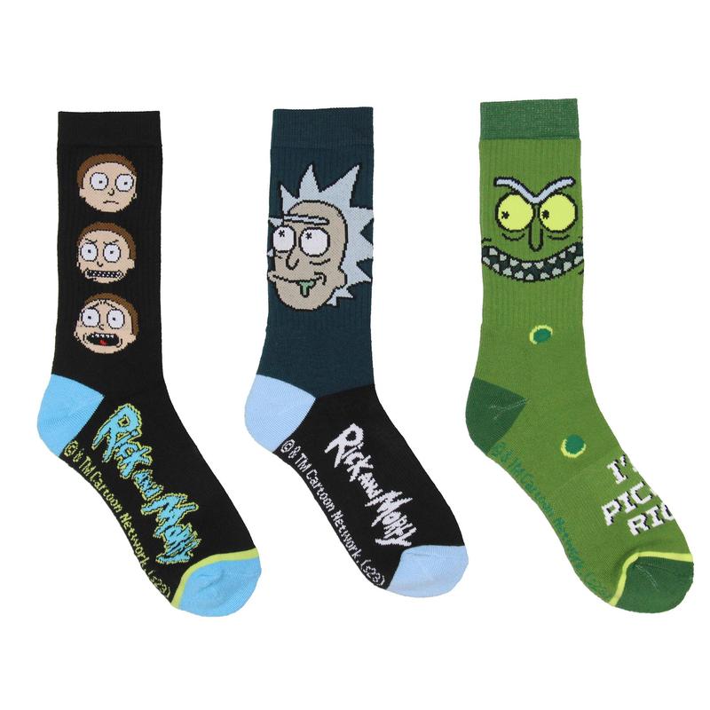 Rick And Morty Crew Socks 3 Pack, Pickle Rick Socks, Rick And Morty Performance Cushioned Athletic Crew Socks For Men Women 3 Pairs