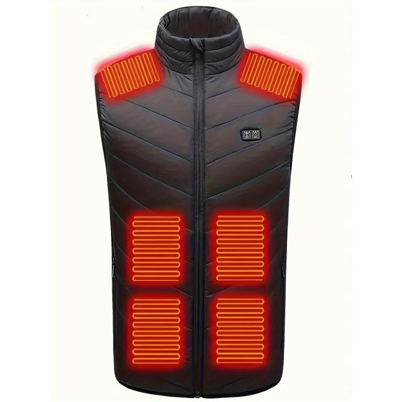 15-Zone Men's Washable Thermal USB Heating Sleeveless Zipper Vest for Autumn and Winter Outdoors (Battery Pack Not Included)