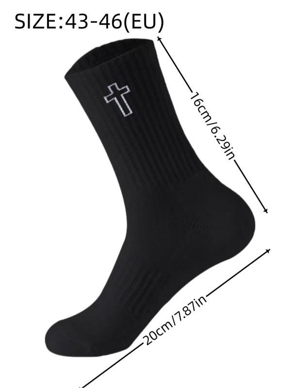 Men's Cross Print Crew Socks, Casual Comfy Breathable Mid-calf Socks for Daily Wear,  Leg Warmers, Men's Socks for All Seasons