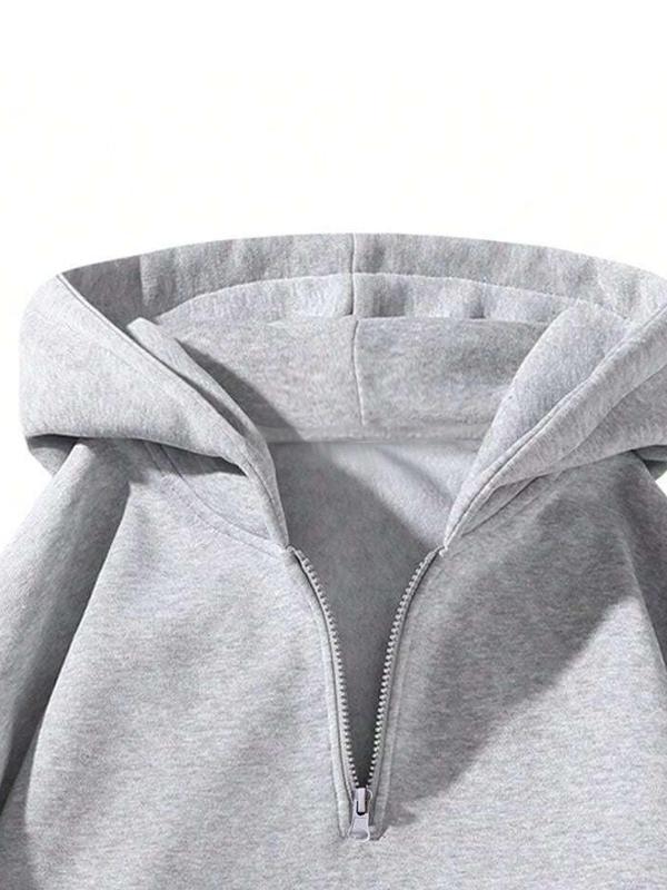 Men's Solid Raglan Sleeve Zip Up Hoodie, Casual Regular Fit Long Sleeve Hooded Sweatshirt for Fall, Fashion Men's Clothes for Daily Wear