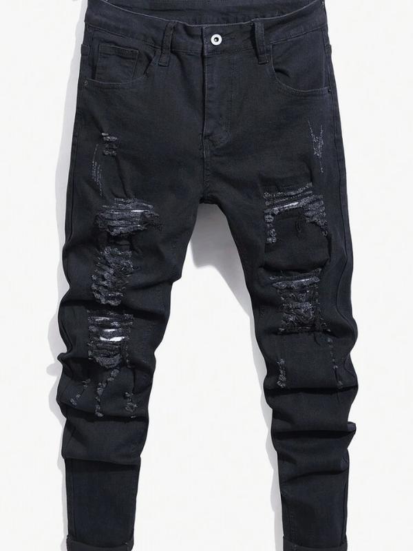 Men Loose Fit Casual Jeans With Ripped Holes And Pockets cargo viral gym pant menswear trousers men s Stylish