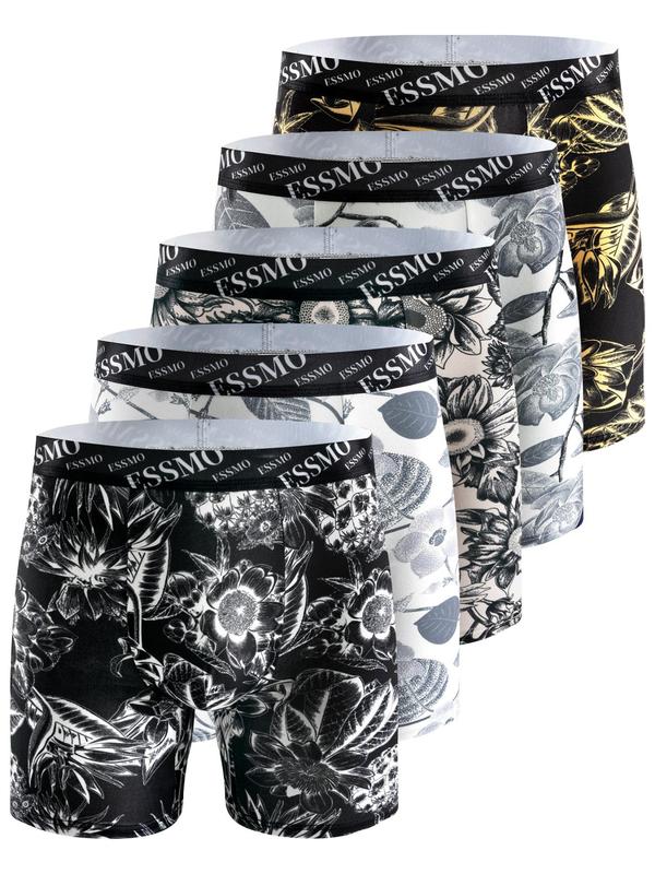 Men's All Over Print Letter Tape Boxer Brief, Casual Comfy Breathable Underwear for Daily Wear, Men's Underwear for All Seasons