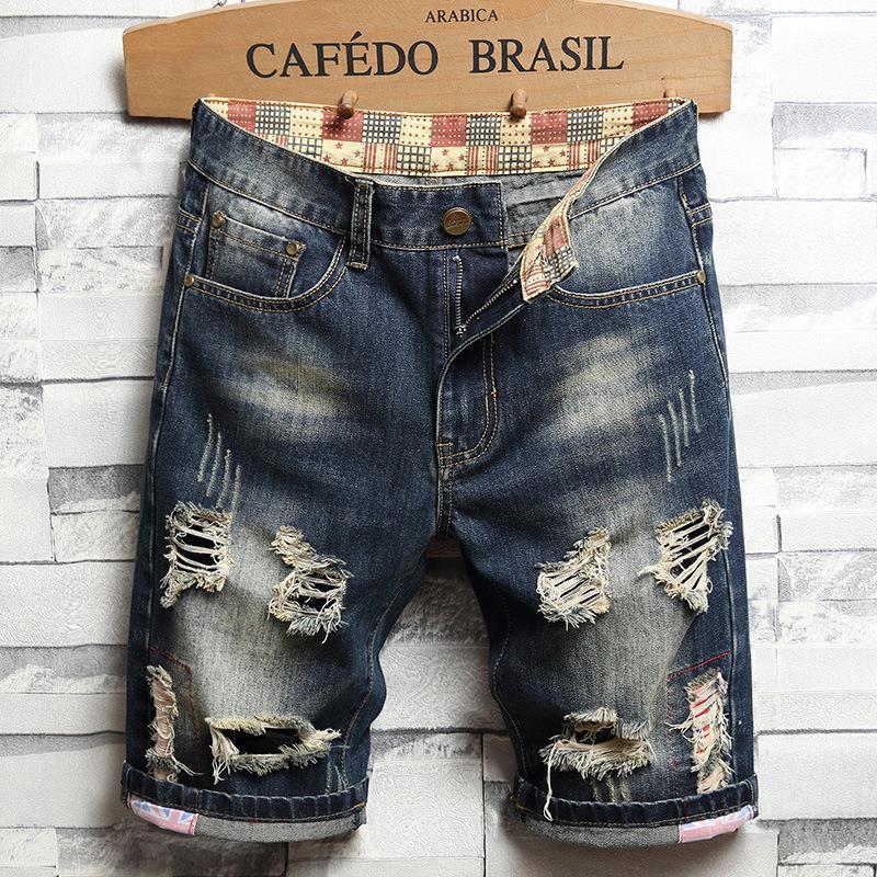 New summer perforated denim shorts for men - Menswear Jean Underwear Trouser