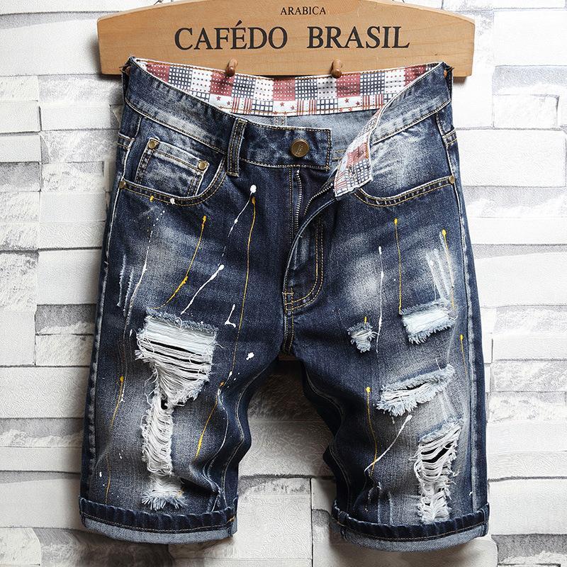 New summer perforated denim shorts for men - Menswear Jean Underwear Trouser