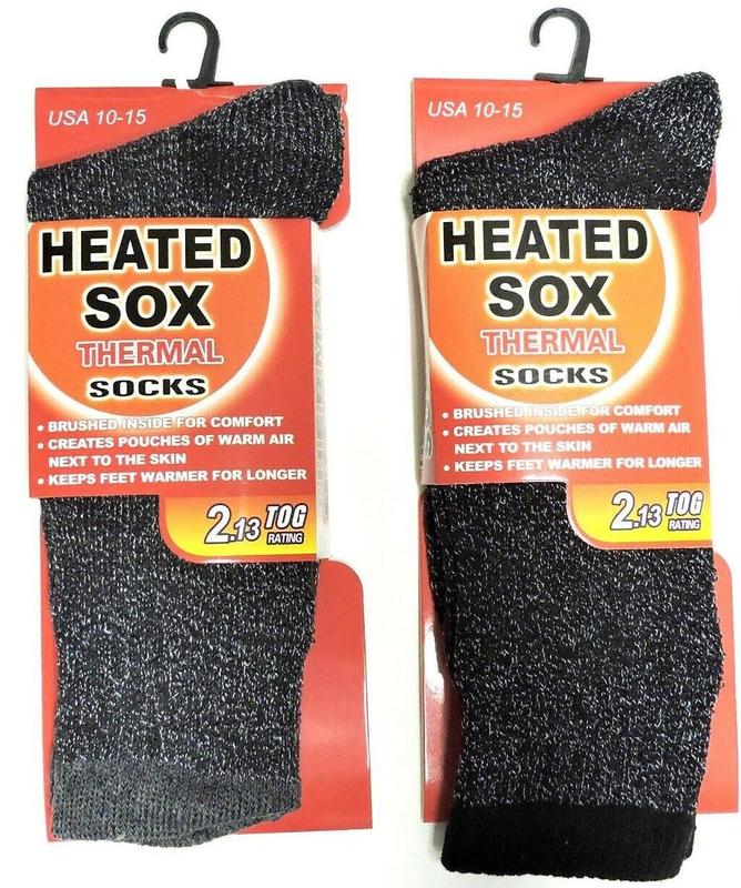 2 Pair Mens Heated Sox Socks Thermal Socks Keeps Feet Warmer Longer Menswear Shoe Acrylic Thick Yarn Beige Plain Tropical