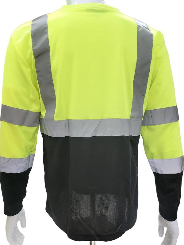 High Visibility Orange or Yellow with Black bottom Safety long sleeve shirt  reflective safety shirt ( SEE SIZE INFORMATION ON Description)