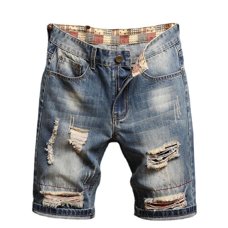 New summer perforated denim shorts for men - Menswear Jean Underwear Trouser