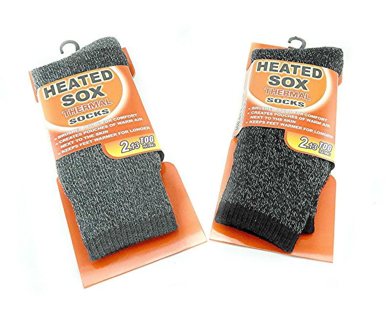 2 Pair Mens Heated Sox Socks Thermal Socks Keeps Feet Warmer Longer Menswear Shoe Acrylic Thick Yarn Beige Plain Tropical