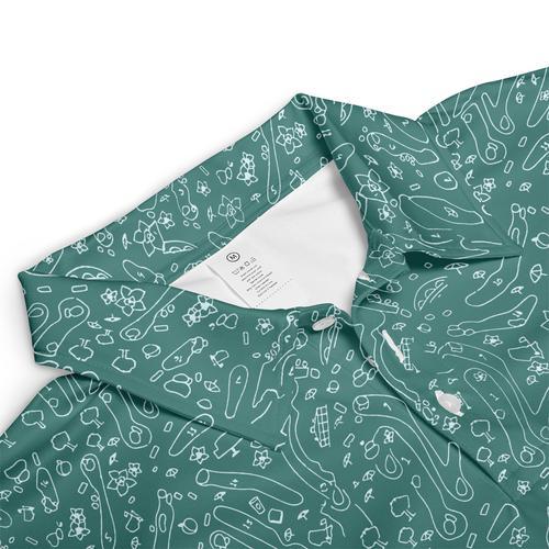 PETER MILLAR Men's Masters Course Design Performance Tech Golf Polo Shirt, Logo Print - Green