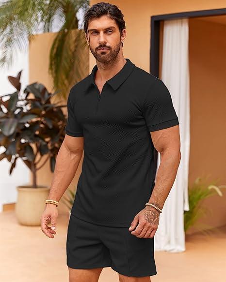 Runcati  summer outfits 2024 Mens Polo Shirt and Shorts Sets Outfits 2 Piece Fashion Summer Tracksuits Casual Short Sleeve Set