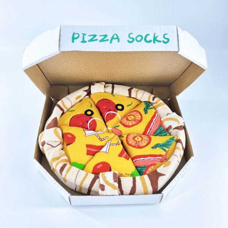 Pizza Socks 4 Pairs, Funny Socks for Men Women, Pizza Lovers, Birthday, Christmas Gift Idea Menswear