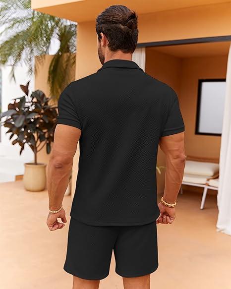 Runcati  summer outfits 2024 Mens Polo Shirt and Shorts Sets Outfits 2 Piece Fashion Summer Tracksuits Casual Short Sleeve Set