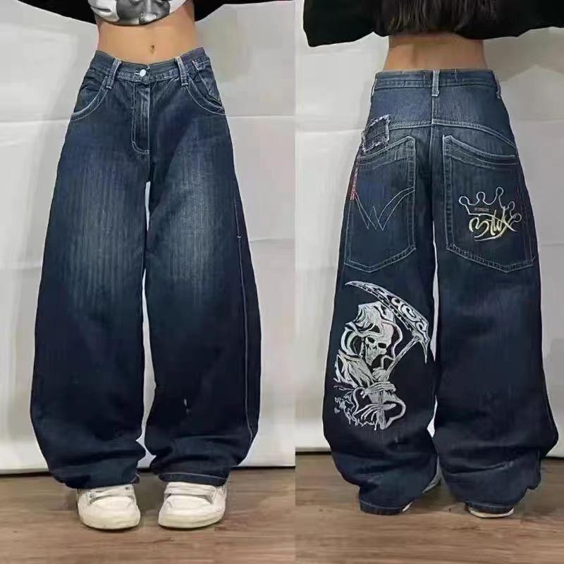 Men's Loose Jeans Men's Vintage Printed Hip Hop Gothic Streetwear Harajuku Men's Casual Pants