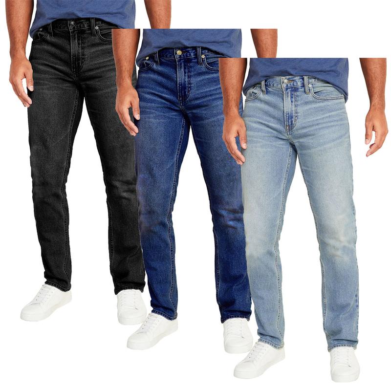 Men's 3-Pack Flex Stretch Slim Straight Jeans with 5 Pockets Denim Fabric Menswear