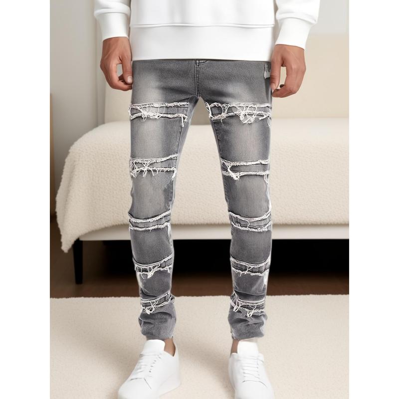 2024 New Men's Slim Fit Skinny Jeans - Layered Trousers for a Stylish Look