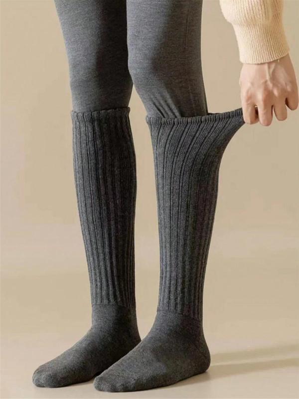 Men's Solid Over The Calf Socks, Casual Comfy Warm Socks for Daily Wear, Men's Socks for All Seasons