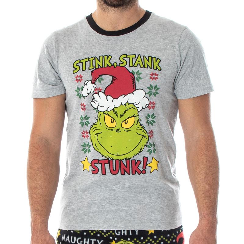 Dr. Seuss GRINCH Stink, Stank, Stunk! 3 Piece Gift Pajama Set - Fleece Pajama Pants, Shirt, And Cozy Socks