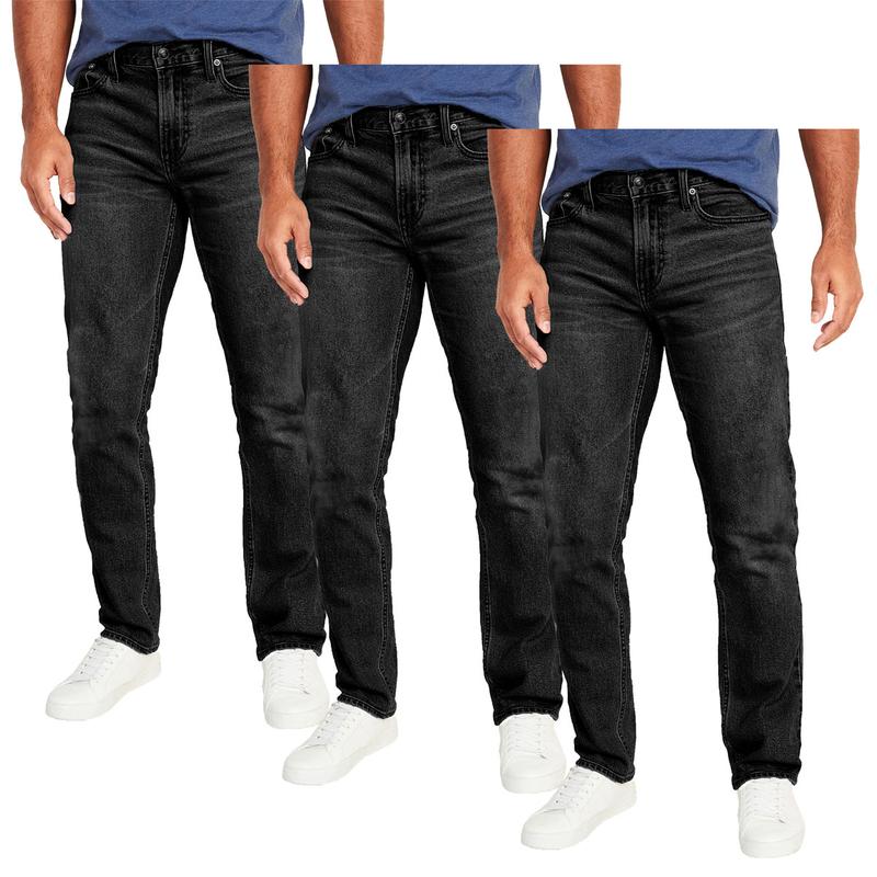 Men's 3-Pack Flex Stretch Slim Straight Jeans with 5 Pockets Denim Fabric Menswear