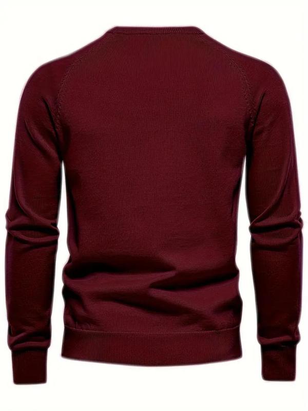 Men's Letter Patched Textured Raglan Sleeve Sweater, Regular Fit Casual Round Neck Long Sleeve Jumper For Spring & Fall, Men's Knitwear For Daily Wear