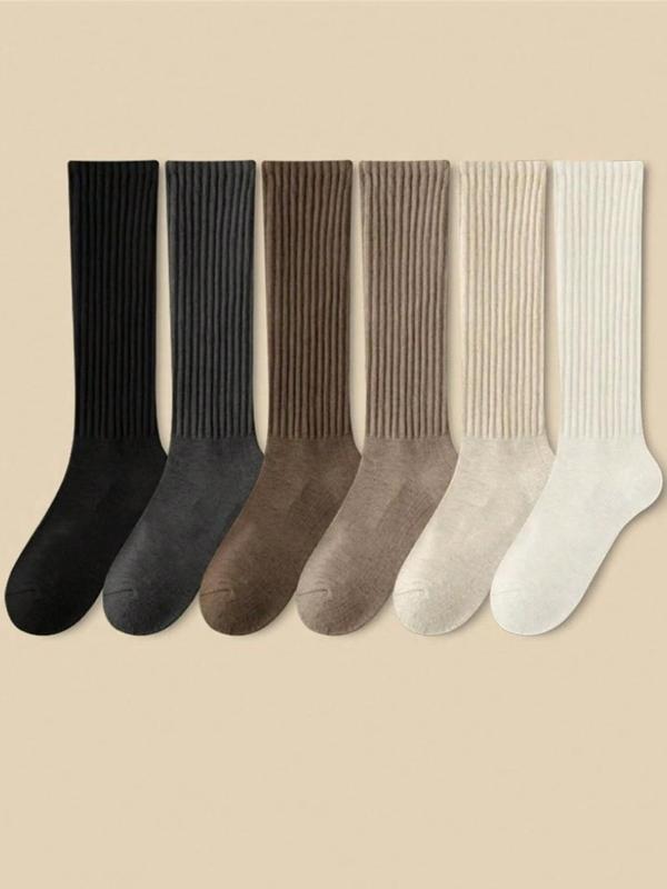 Men's Solid Over The Calf Socks, Casual Comfy Warm Socks for Daily Wear, Men's Socks for All Seasons