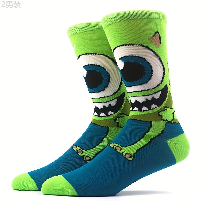 5 Pairs of Vibrant Men's Cartoon Crew Socks - Soft, Breathable, Comfy, Casual, Unisex, Novelty Socks for Outdoor Activities, All Seasons Wear, Perfect Gift Idea Fabric Menswear Spandex Cotton