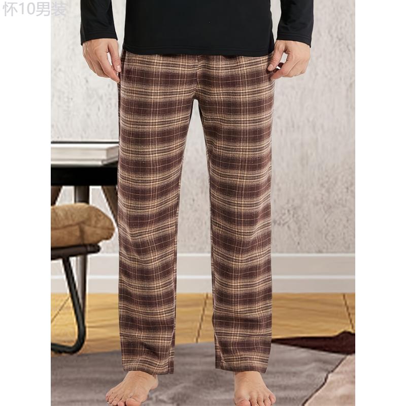 3-Pack Men'S Plaid  Pants, Polyester Sleepwear Lounge Bottoms, High Elasticity, Casual Style, Loose Fit for Teens and Adults - Autumn Winter Collection Fabric Loungewear Fabric Loungewear Menswear Stretch Menswear Stretch Homewear  Set Pjs Trouser