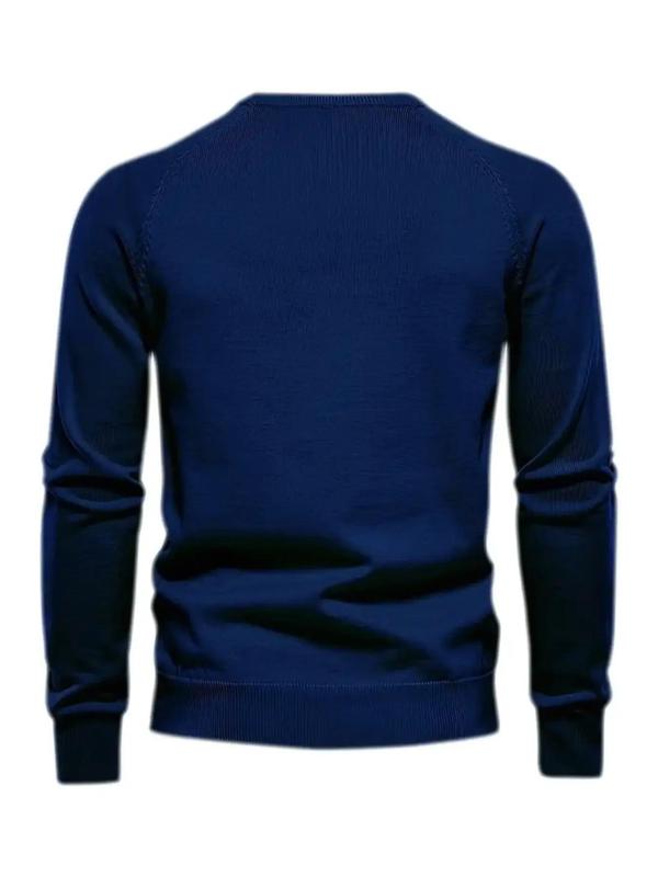 Men's Letter Patched Textured Raglan Sleeve Sweater, Regular Fit Casual Round Neck Long Sleeve Jumper For Spring & Fall, Men's Knitwear For Daily Wear