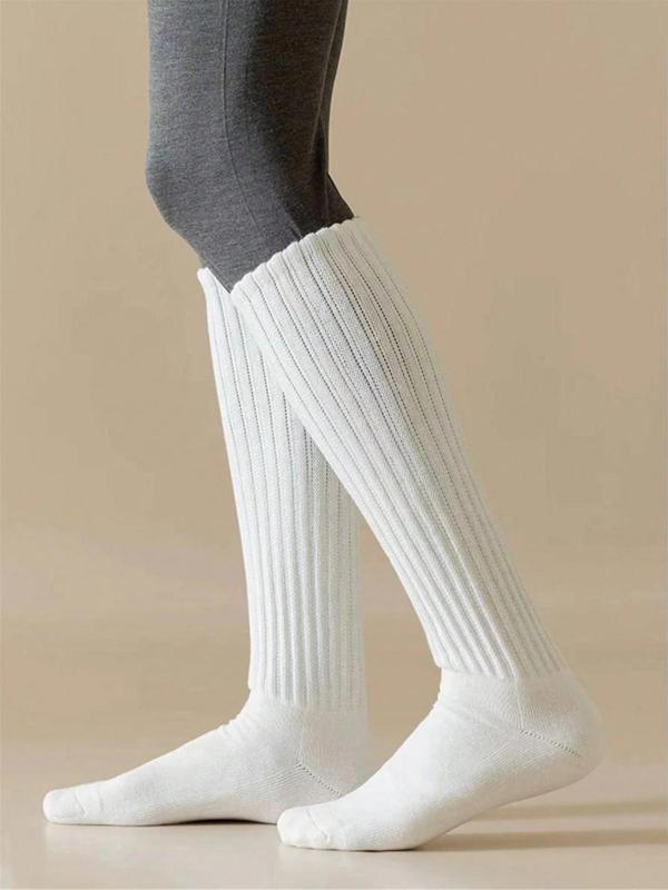 Men's Solid Over The Calf Socks, Casual Comfy Warm Socks for Daily Wear, Men's Socks for All Seasons