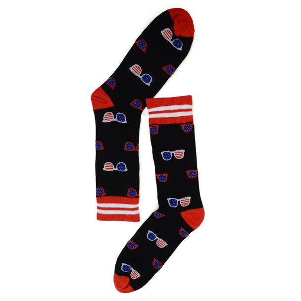 Men's Socks - American Flag Sunglasses Novelty Socks