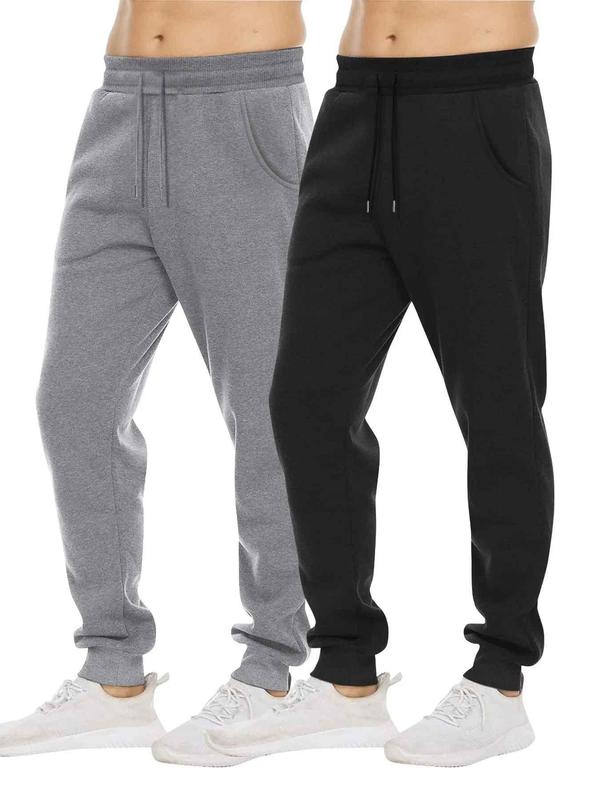 Men's Solid Drawstring Waist Pocket Sweatpants, Regular Fit Casual Comfy Thermal Lined Jogger Pants for Fall & Winter, Men's Trousers for Daily Wear