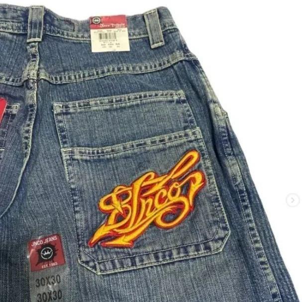 jnco90s streetwear Y2K loose jeans Men's vintage embroidered jeans High quality jeans hip-hop gothic style Streetwear Menswear Trouser