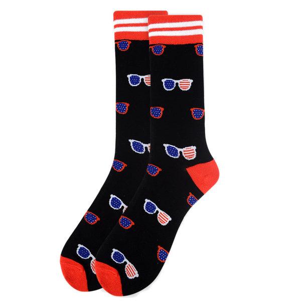 Men's Socks - American Flag Sunglasses Novelty Socks