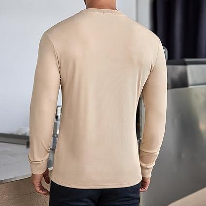 COOFANDY Chinos Menswear Long Sleeve Henley Shirts Stretch Ribbed Fashion Casual Basic Tops Classic Coat Collar Comfy Collar Comfy Fitted Formal